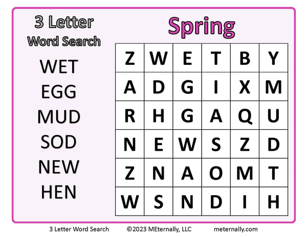 3 Letter Word Search Puzzle Collection