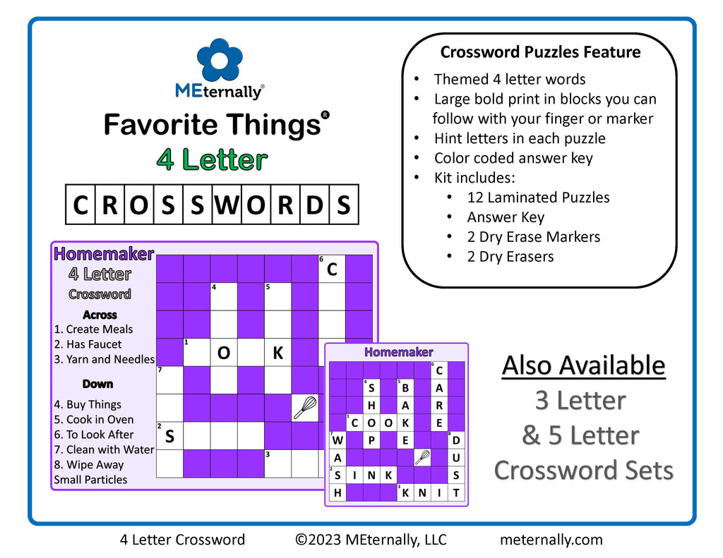 3, 4 & 5 Letter Crossword Puzzle Set – MEternally