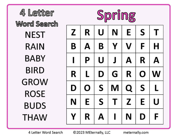 4 Letter Word Search Puzzle Collection