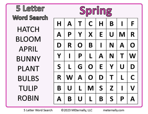 5 Letter Word Search Puzzle Collection