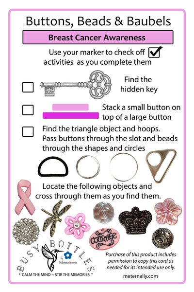 Breast Cancer Awareness Sensory Bottle (Buttons, Beads & Baubles)