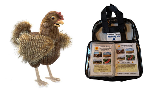 Library/Facility BACKPACK - Farm DVD & Photo/Activity Cards Kit with Hen Puppet