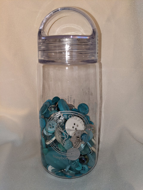 Busy Bottles - Turquoise Sensory Bottle (Buttons, Beads & Baubles)