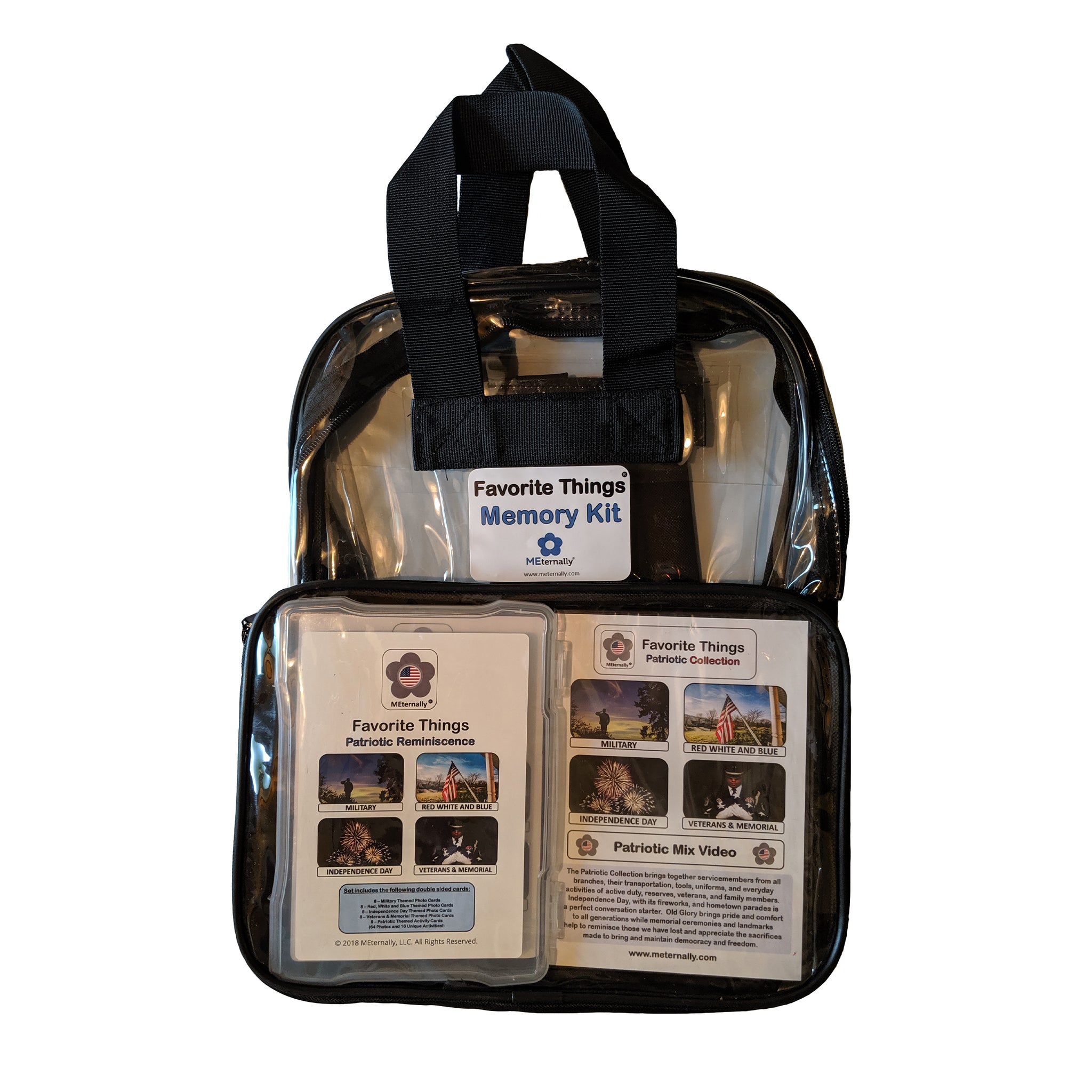 Library/Facility BACKPACK - Reminiscence Therapy - Patriotic DVD & Photo/Activity Cards Kit