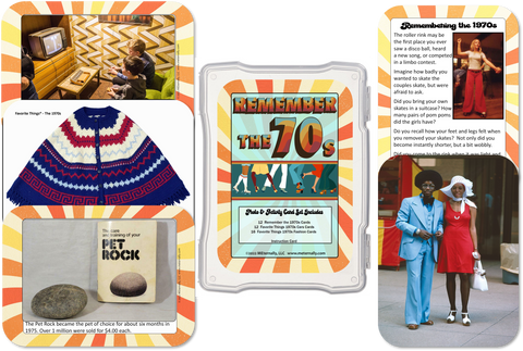 Library/Facility BACKPACK - Reminiscence Therapy - The 1970s DVD & Photo/Activity Cards Kit