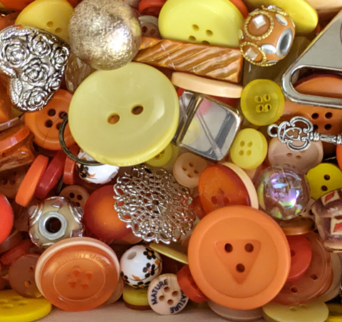 Busy Bottles - Orange & Yellow Sensory Bottle (Buttons, Beads & Baubles)
