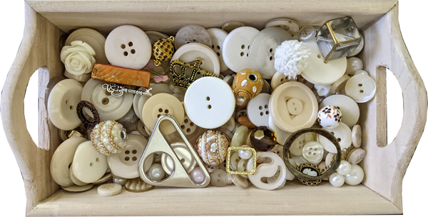 Busy Bottles - Ivory Sensory Bottle (Buttons, Beads & Baubles)