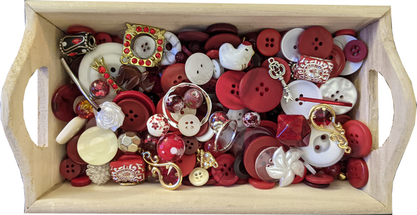 Busy Bottles - Red & White Sensory Bottle (Buttons, Beads & Baubles)